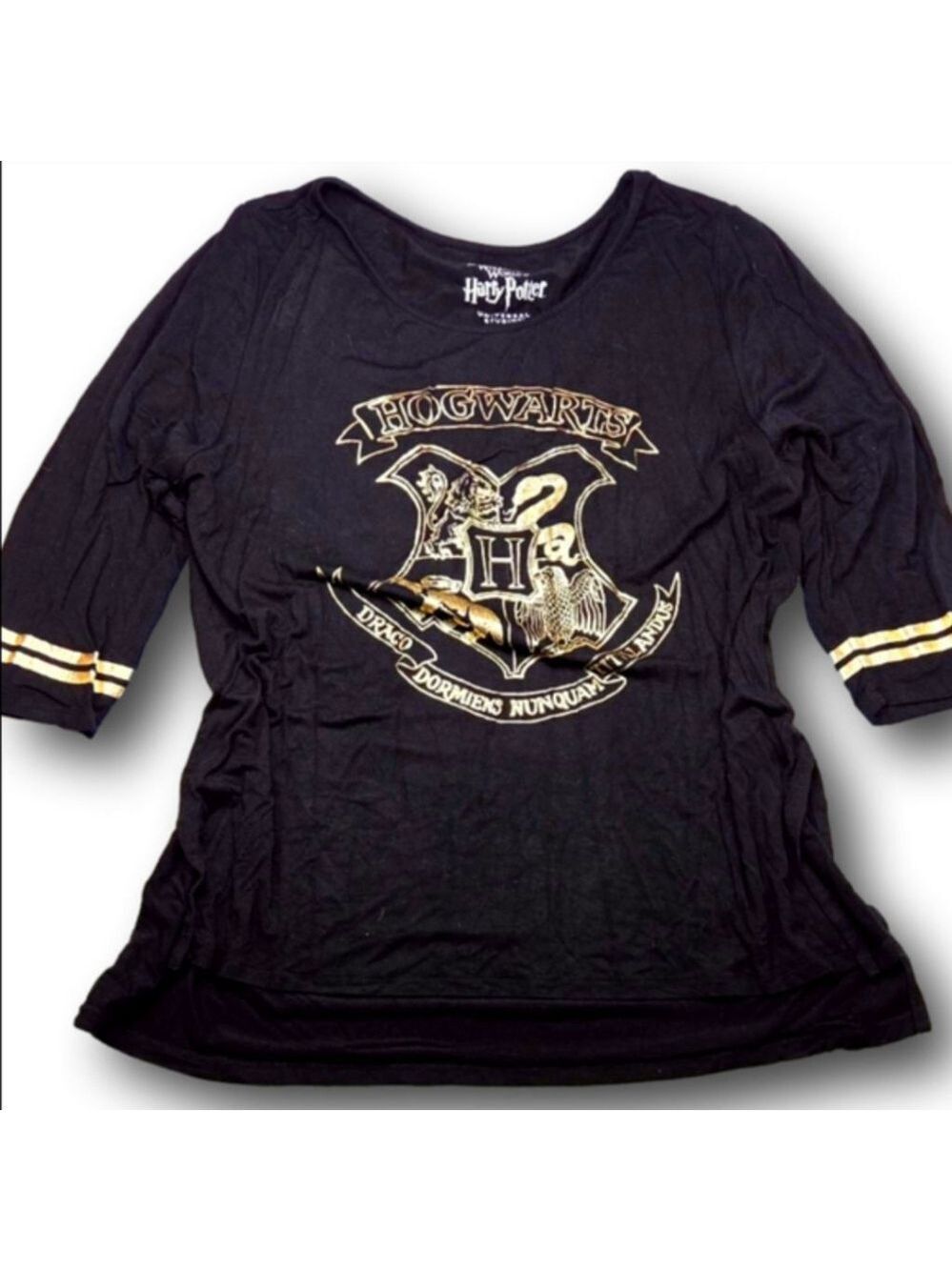 Women's Universal Studios Harry Potter Long Sleeve Tee XL Black Gold